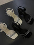 Rhinestone Embedded Open Toe Heels